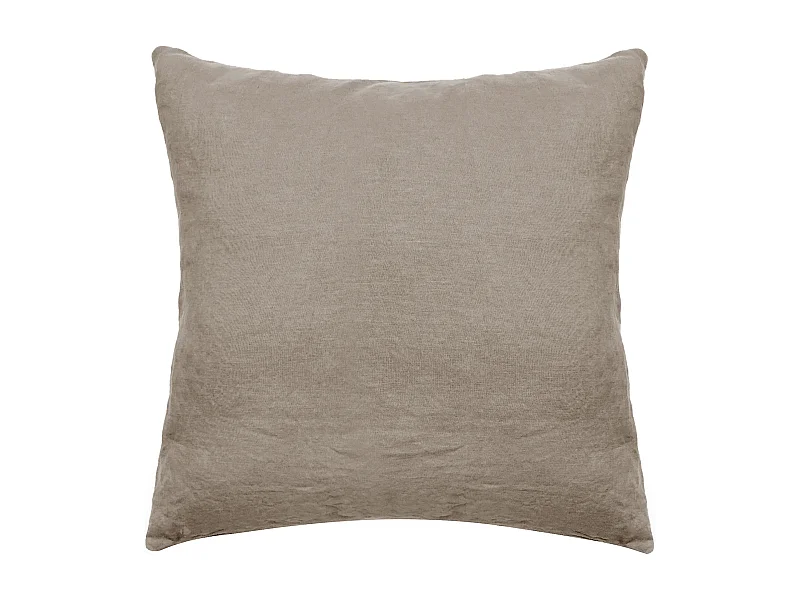 Taie d'oreiller 65x65 cm pur coton lavé PALACE marron camel