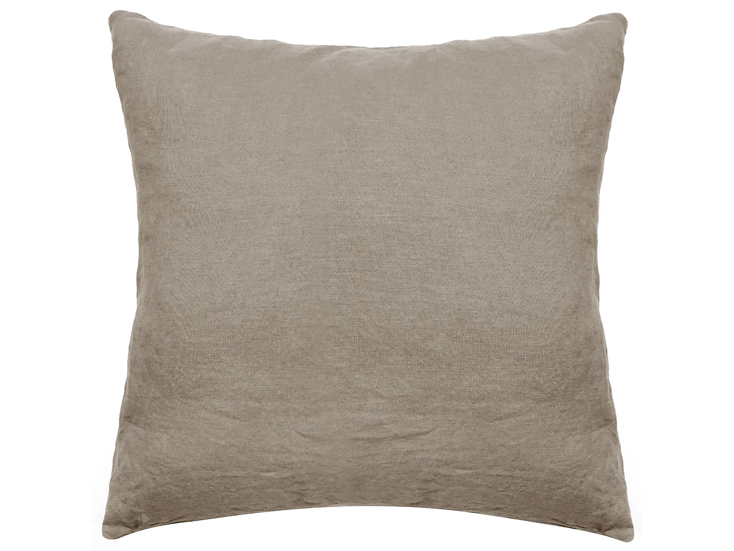 Taie d'oreiller PALACE pur coton lavé 65x65 cm uni marron camel