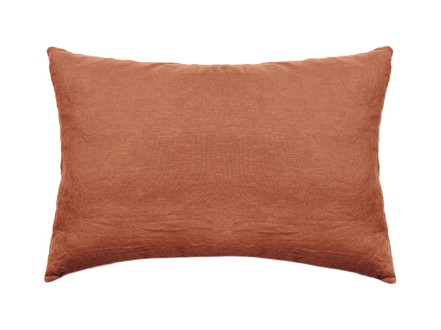 Taie d'oreiller 50x70 cm pur coton lavé PALACE marron terre cuite