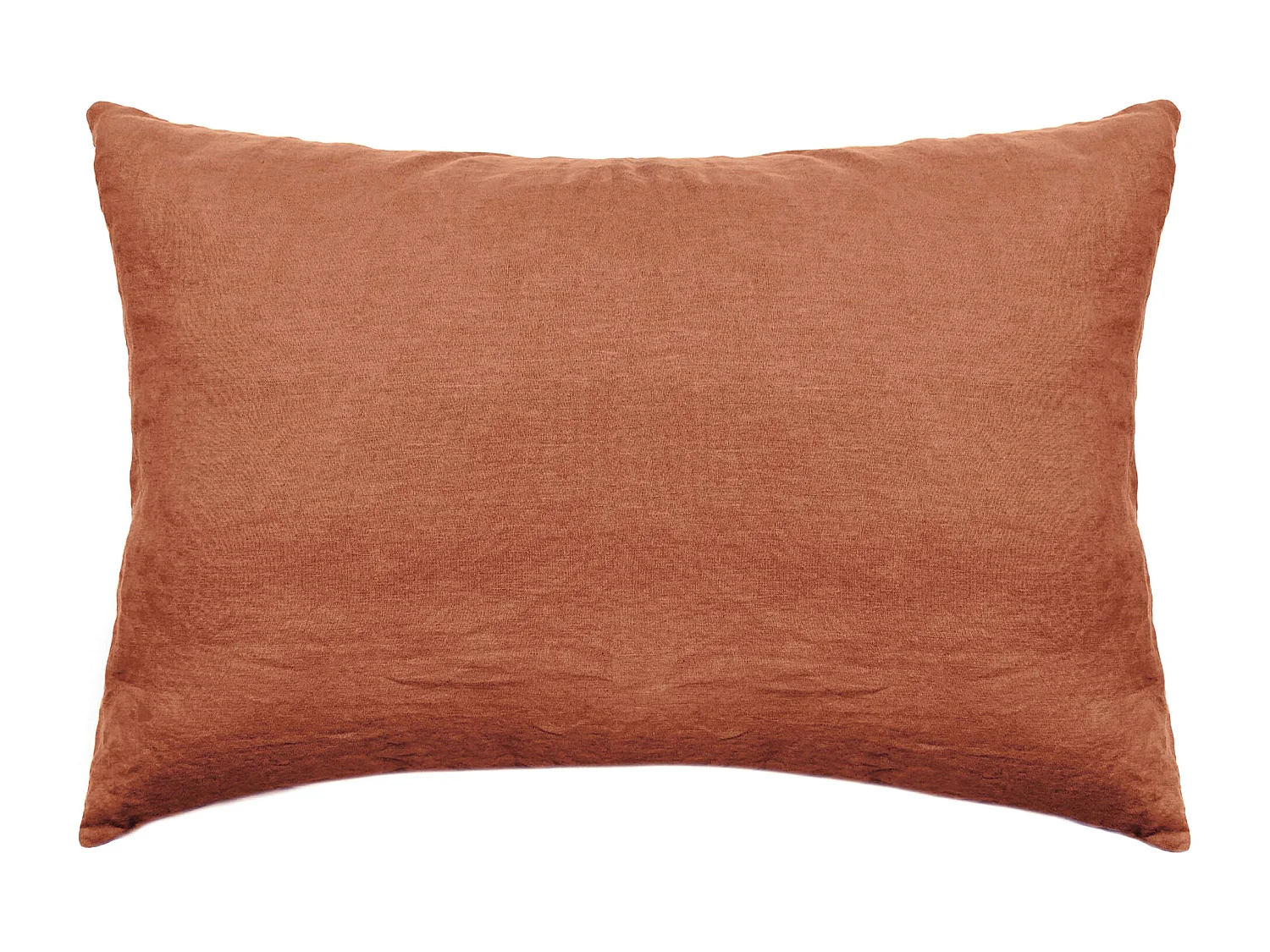Taie d'oreiller PALACE pur coton lavé 50x70 cm uni marron terre cuite