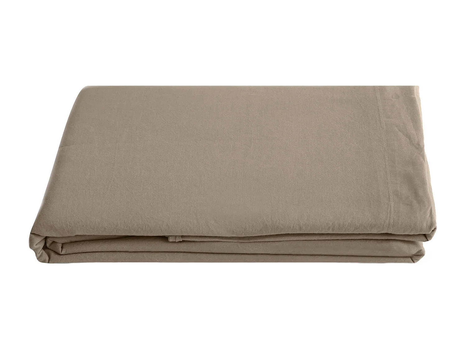 Drap plat PALACE pur coton lavé 240x290 cm uni marron camel