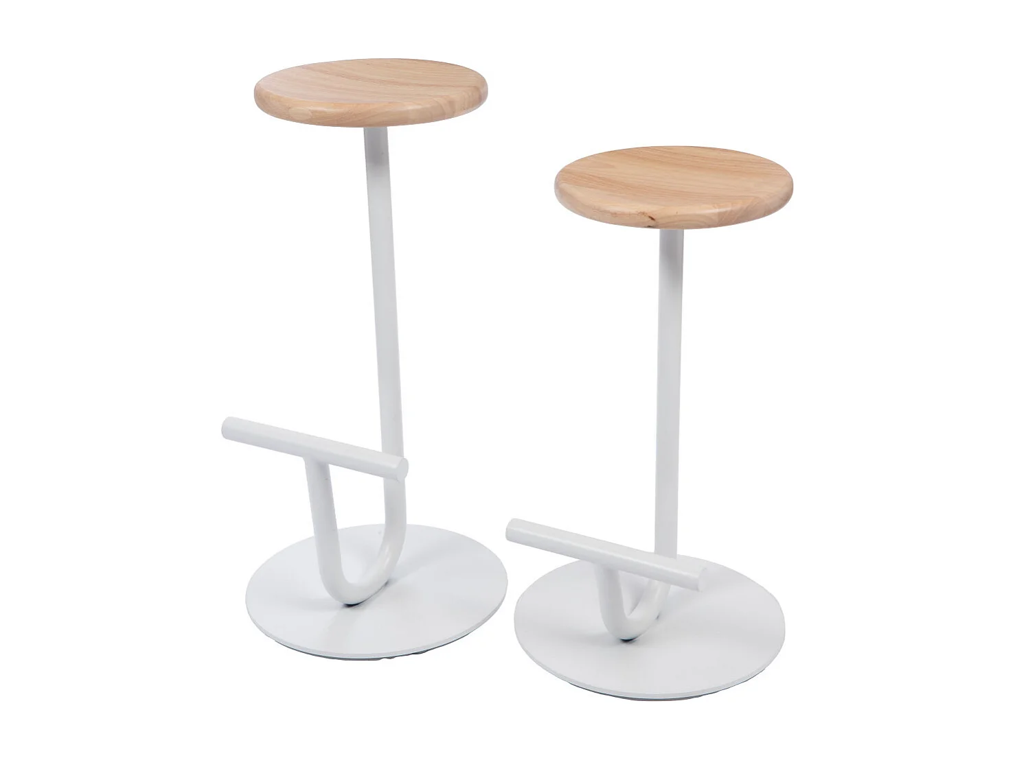Tabouret de bar rond en bois blanc assise 65 cm Diani