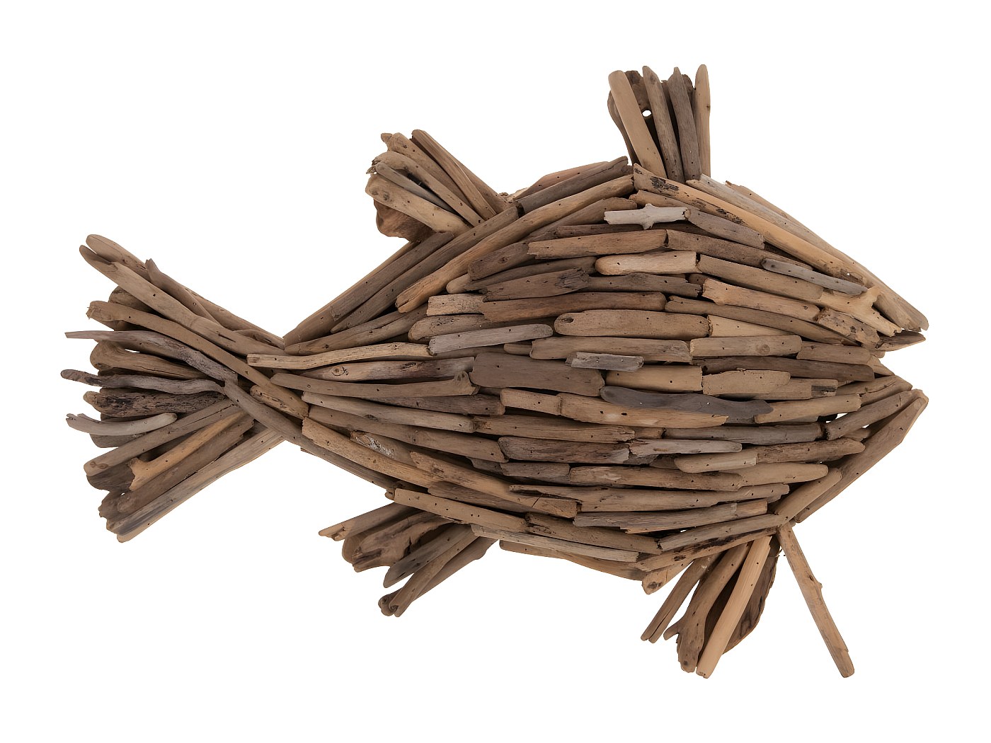 Grande Sculpture Poisson En Bois Flotté – Décoration Marine – Naturelle