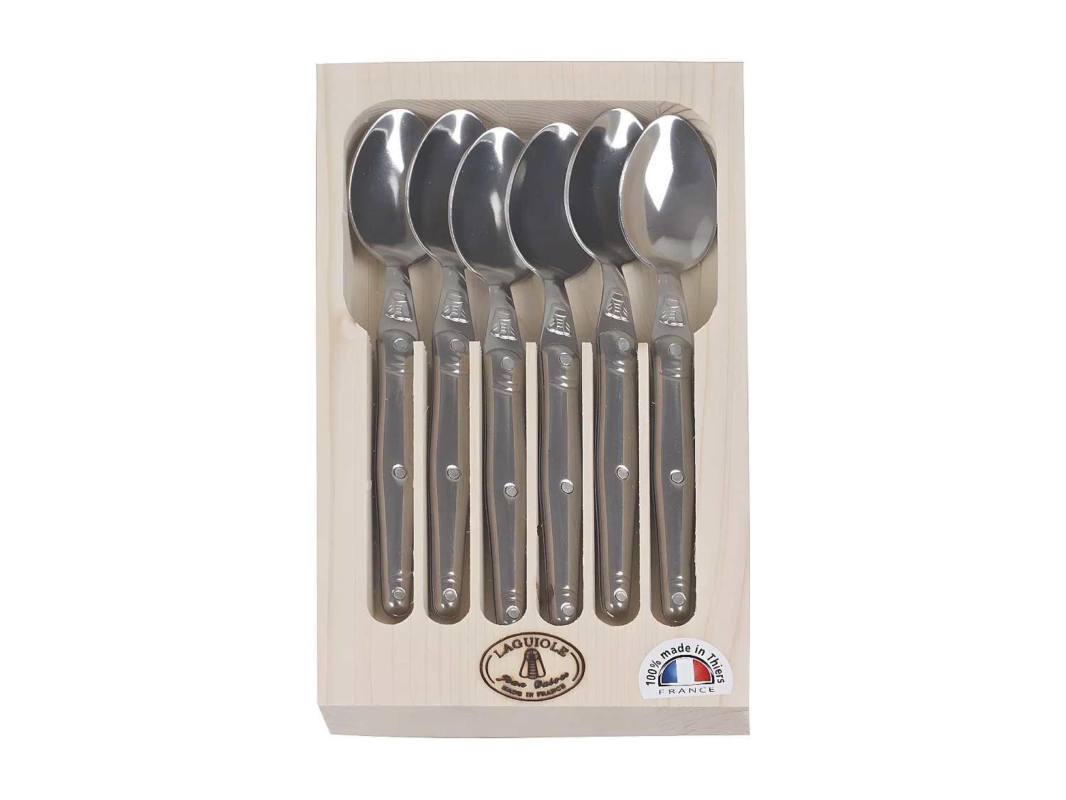 Coffret de 6 cuillères à café inox laguiole