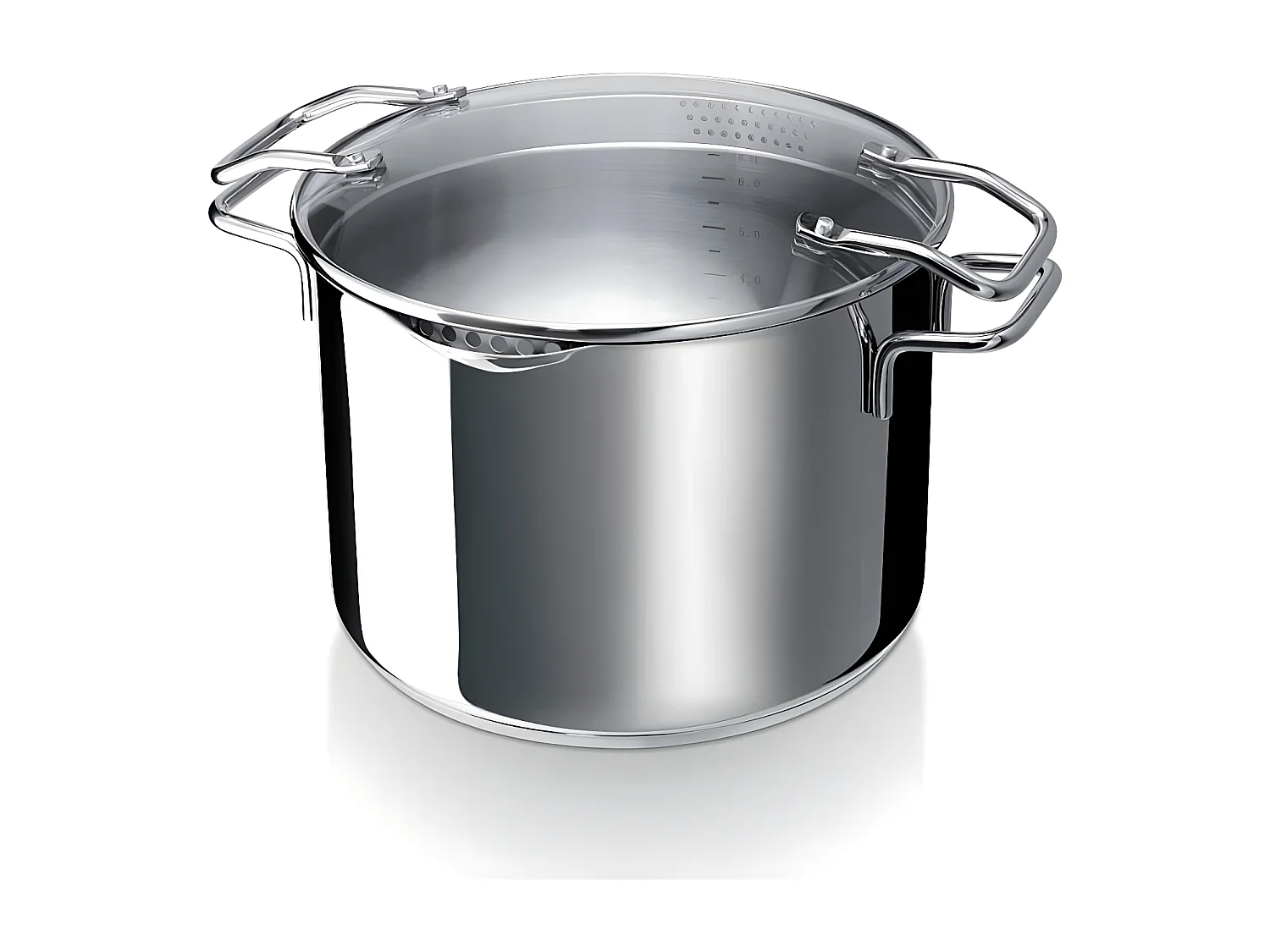 Cuiseur à pâtes et légumes 7,6 l en inox avec couvercle en verre