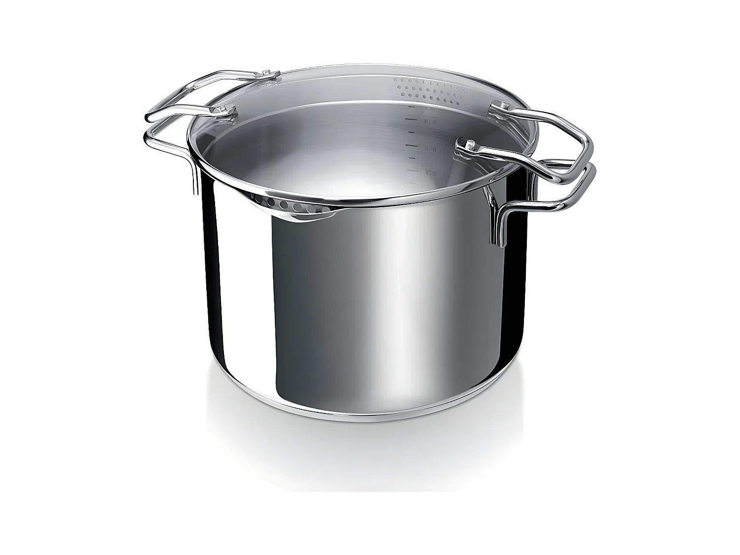 Cuiseur à pâtes et légumes 7,6 l en inox avec couvercle en verre