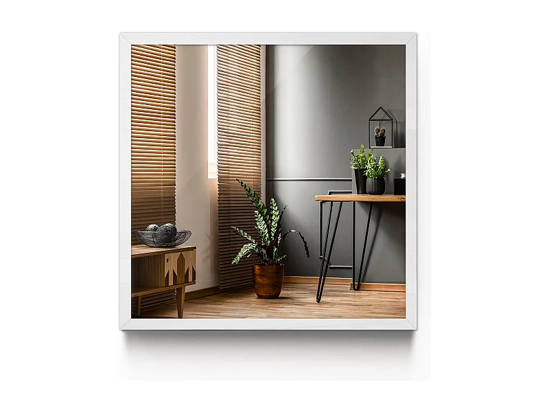Quadratischer Spiegel für den Flur – weißer MDF-Rahmen 50 x 50