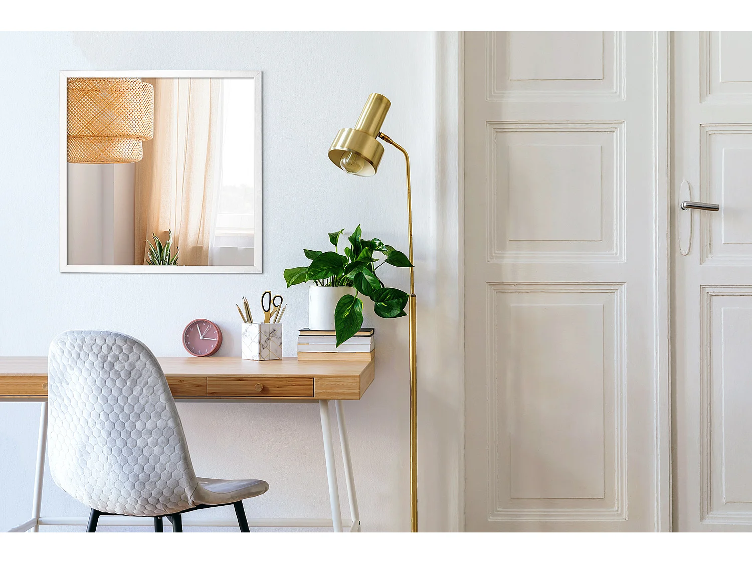 Miroir Carré pour le Couloir - Cadre MDF Blanc 50x50