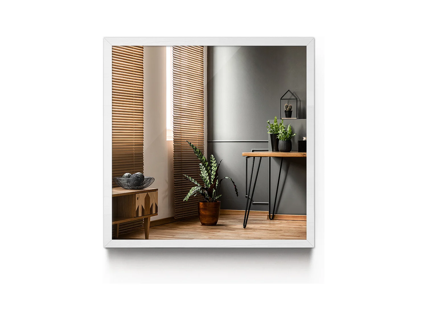 Miroir Carré pour le Couloir - Cadre MDF Blanc 50x50