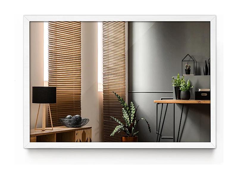 Miroir moderne cadre blanc pour salle de bain 70x50 cm