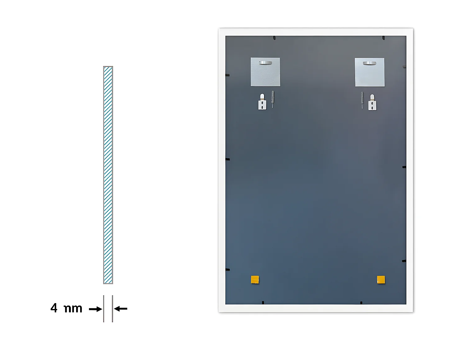 Miroir mural élégant avec cadre blanc de qualité supérieure, 100 x 70 cm.