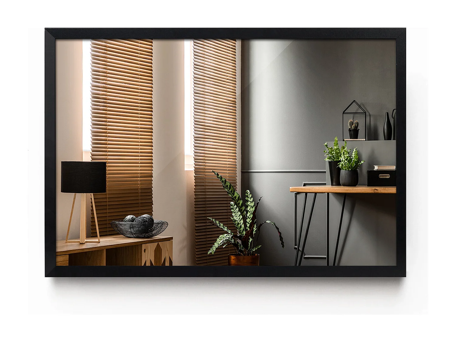 Moderner Wandspiegel mit schwarzem Rahmen, 70 x 50 cm