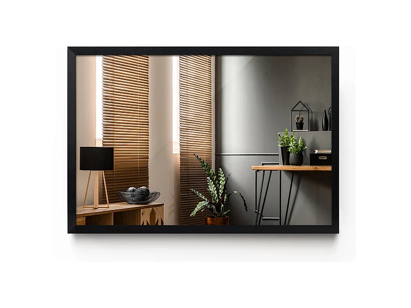 Rechteckiger Spiegel in einem schwarzen Glamour-Rahmen 60x40