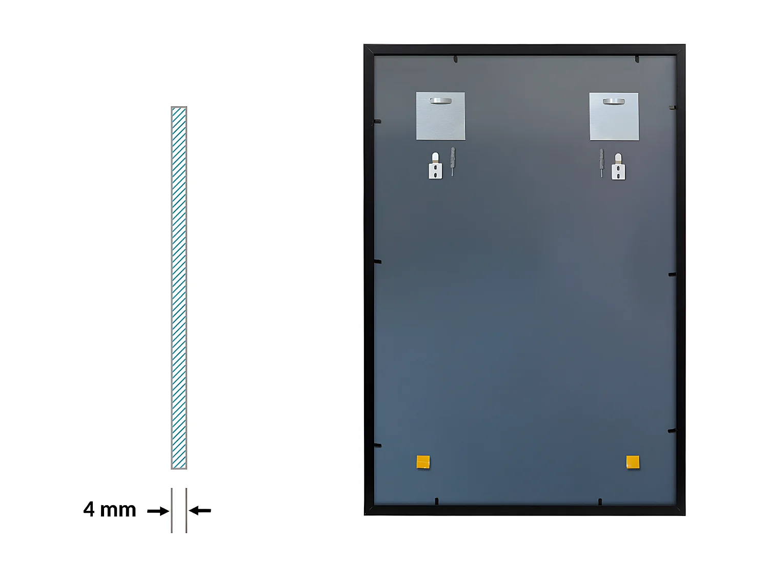 Grand miroir de salle de bain Glamour avec cadre noir 100x70 cm