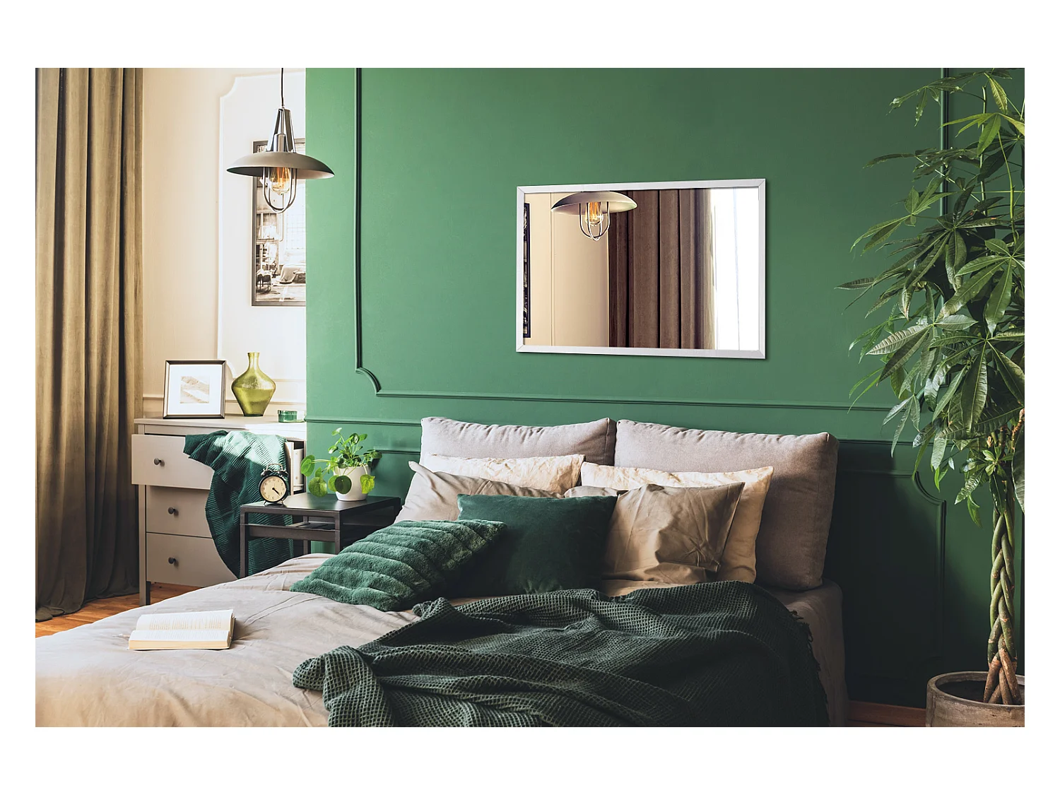 Schöner Badezimmerspiegel mit weißem MDF-Rahmen, 80 x 60 cm