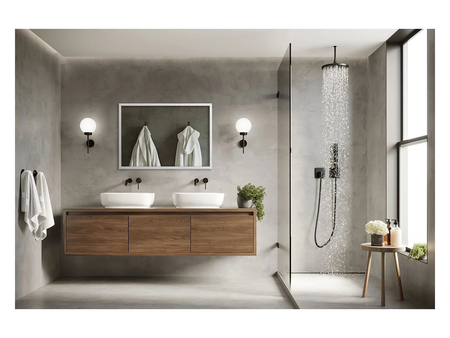 Schöner Badezimmerspiegel mit weißem MDF-Rahmen, 80 x 60 cm