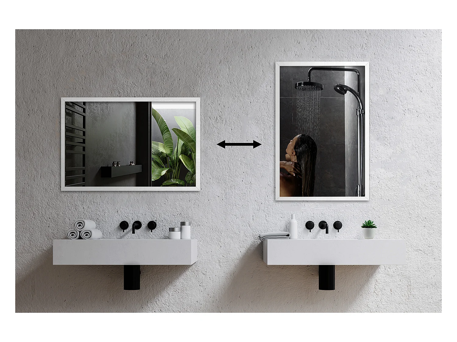 Schöner Badezimmerspiegel mit weißem MDF-Rahmen, 80 x 60 cm