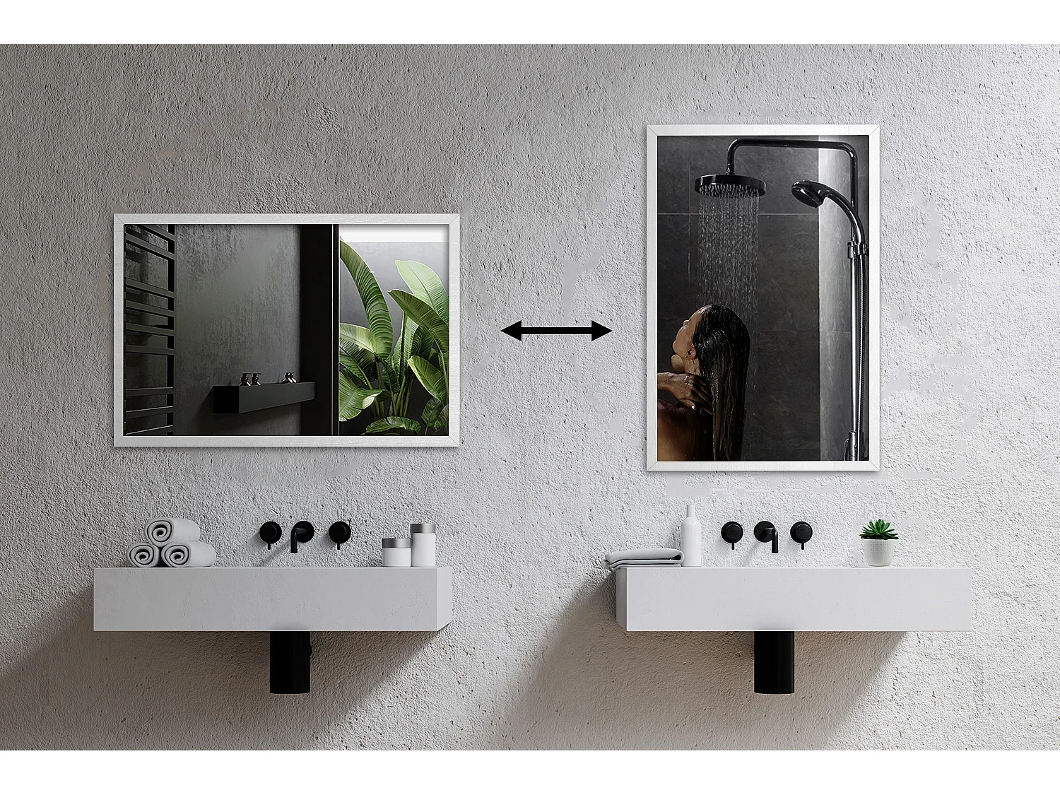 Schöner Badezimmerspiegel mit weißem MDF-Rahmen, 80 x 60 cm