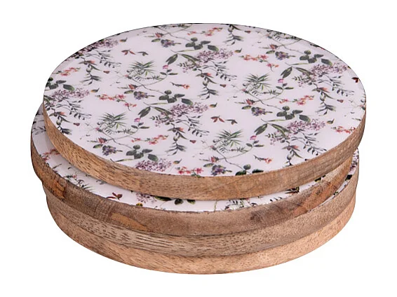 Set de 4 dessous de verre Champêtre en manguier 10 cm