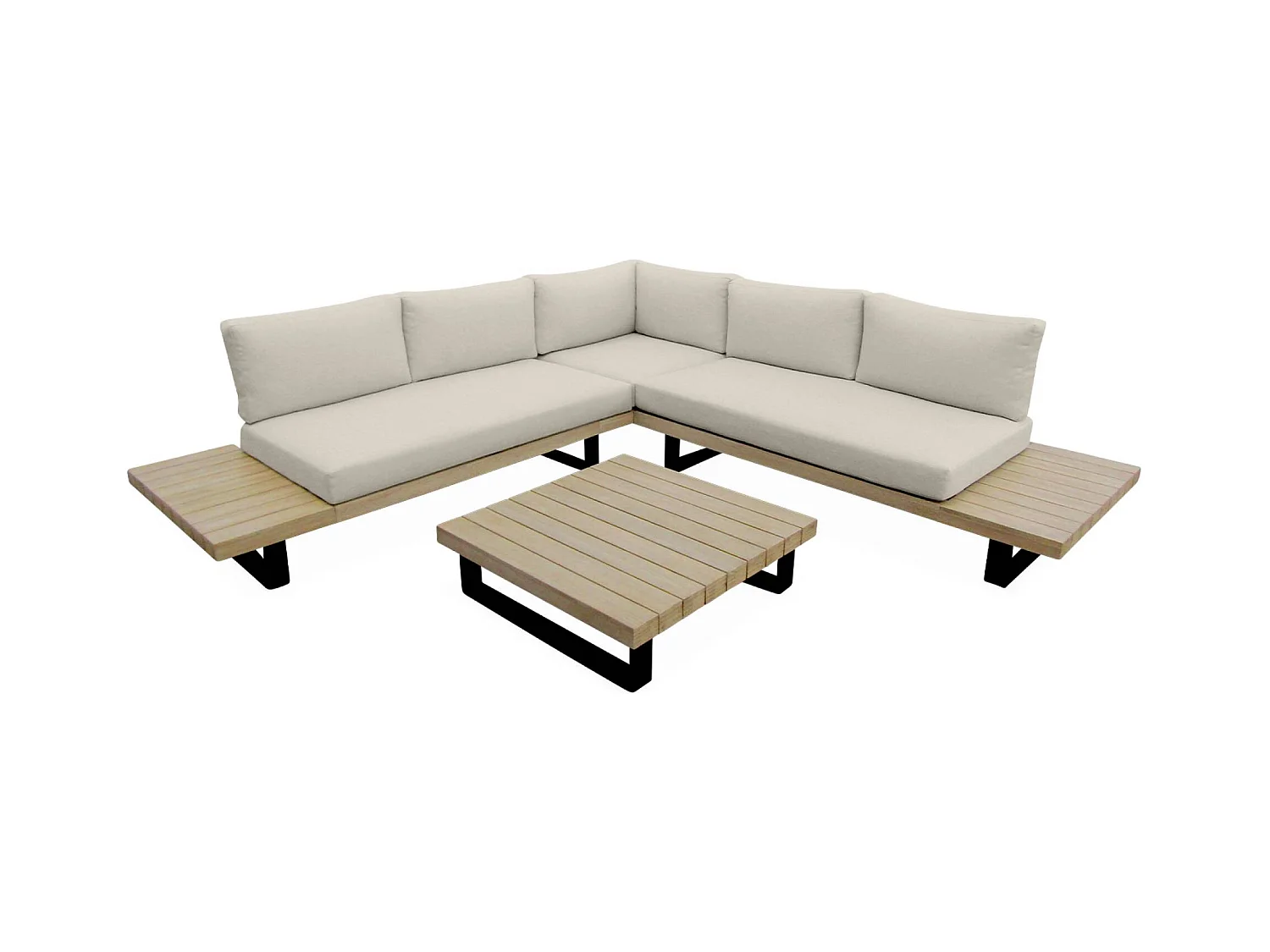 Conjunto de muebles de jardín de madera y aluminio para 5 personas
