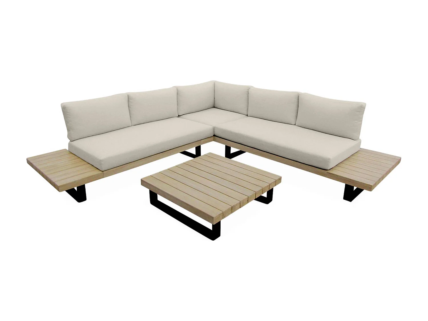 Conjunto de muebles de jardín de madera y aluminio para 5 personas