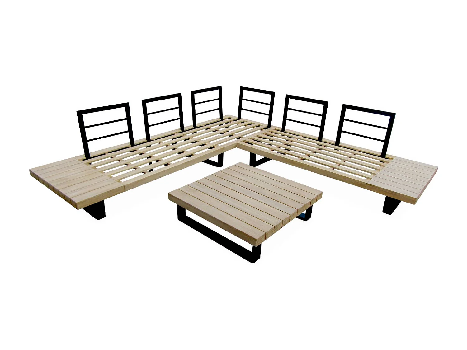 Conjunto de muebles de jardín de madera y aluminio para 5 personas