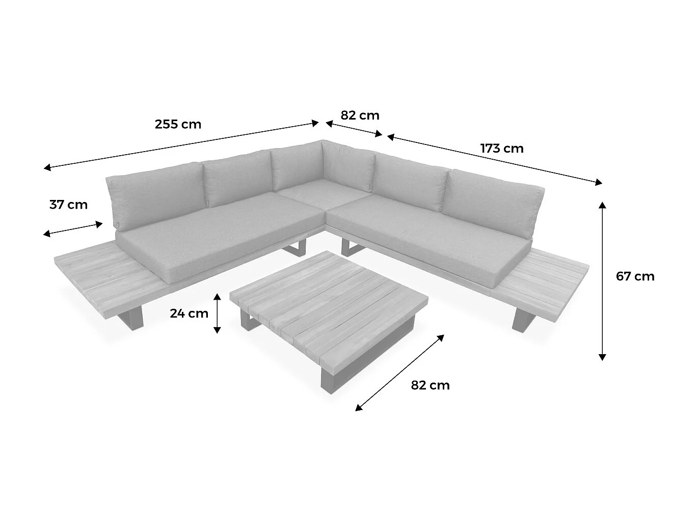 Conjunto de muebles de jardín de madera y aluminio para 5 personas