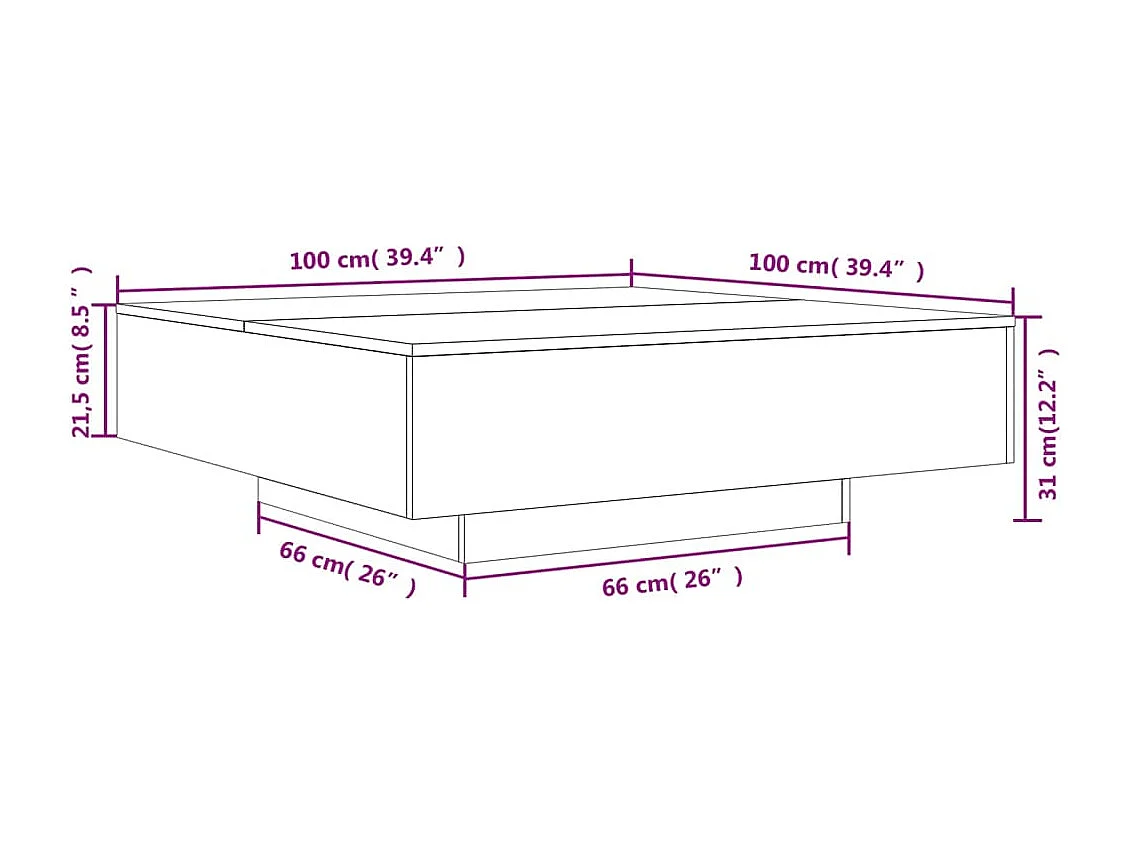 Salontafel 100x100x31 cm bewerkt hout bruin eikenkleur