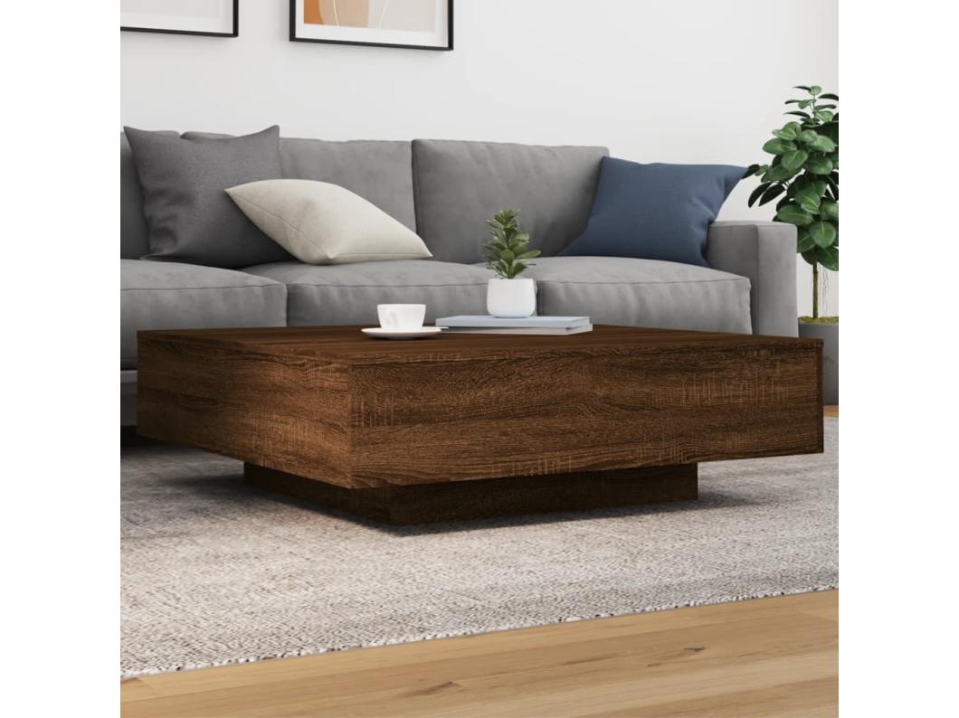 Salontafel 100x100x31 cm bewerkt hout bruin eikenkleur