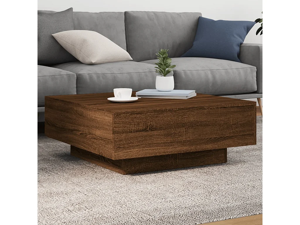 Table basse chêne marron 80x80x31 cm bois d'ingénierie