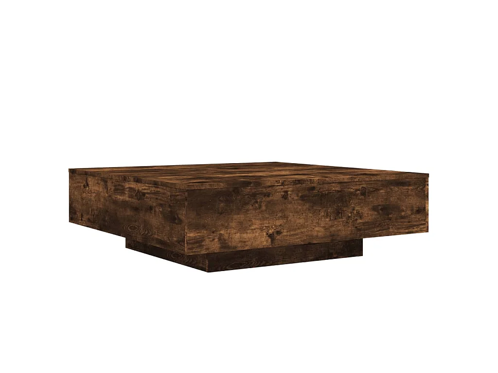 Table basse chêne fumé 100x100x31 cm bois d'ingénierie