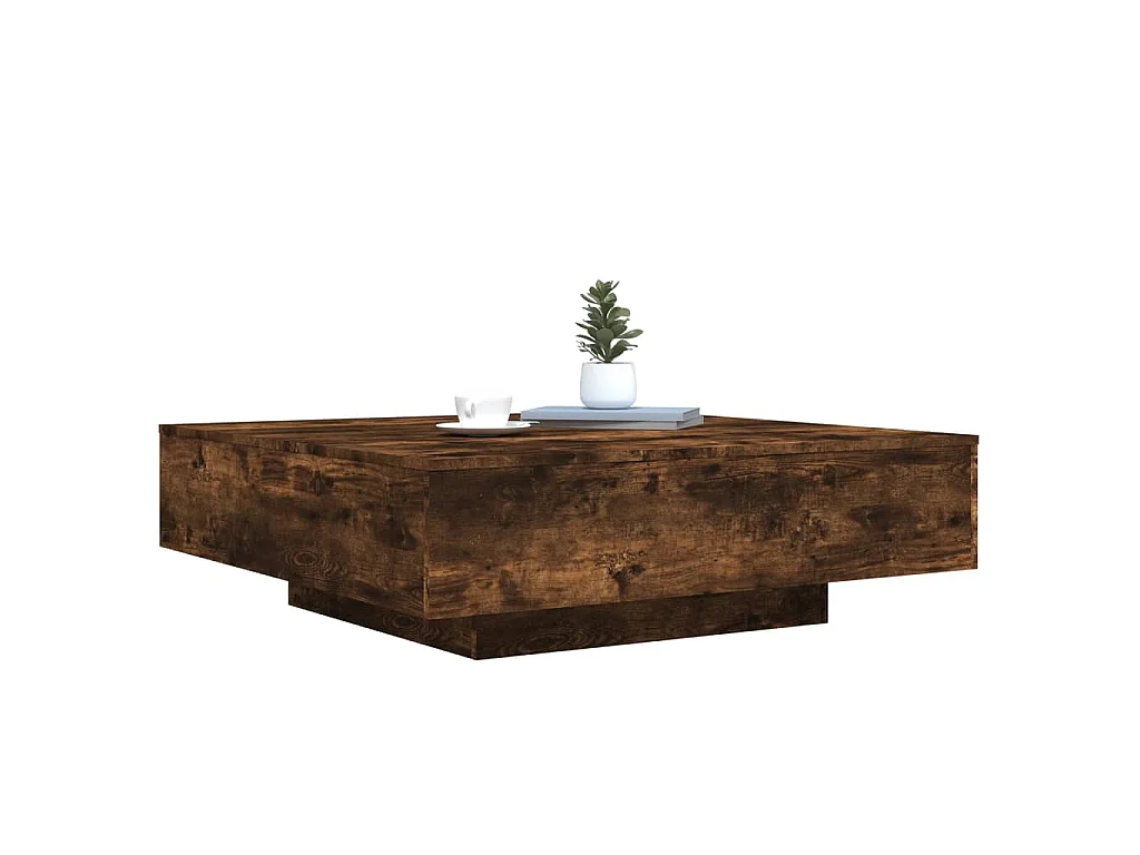 Table basse chêne fumé 100x100x31 cm bois d'ingénierie