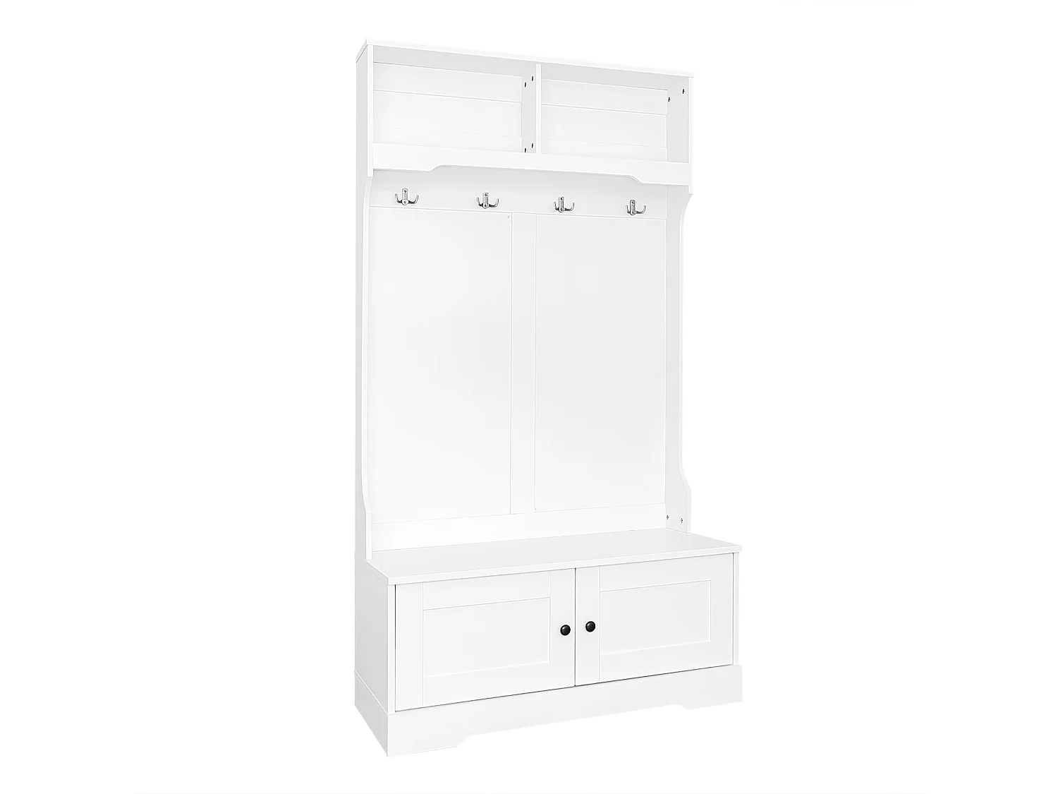 Garderobe – 4 Haken und 4 Fächer – Weiß