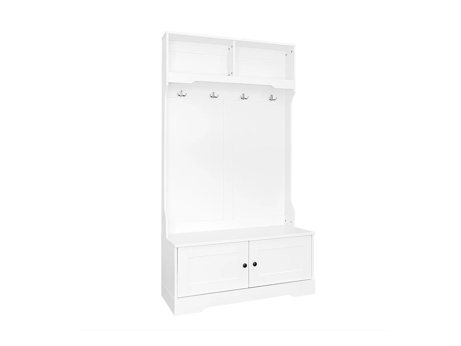 Vestiaire - 4 crochets & 4 compartiments - Blanc