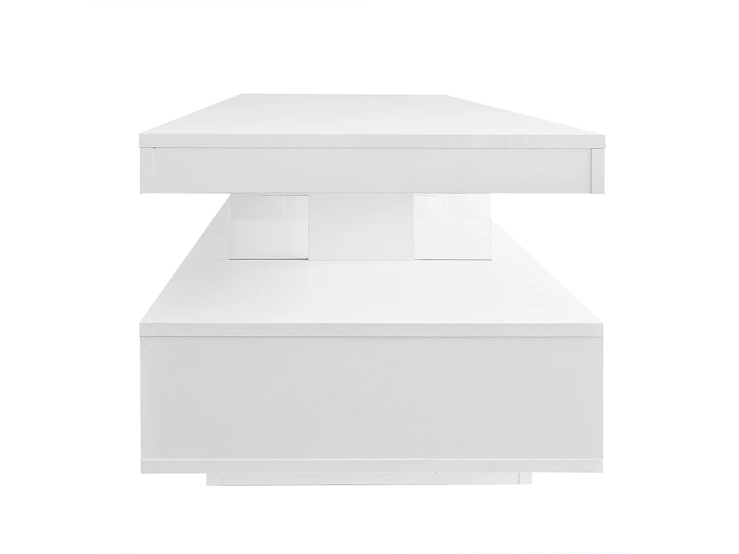 Table basse avec LED - 1 tiroir et des compartiments ouverts - style moderne - Blanc