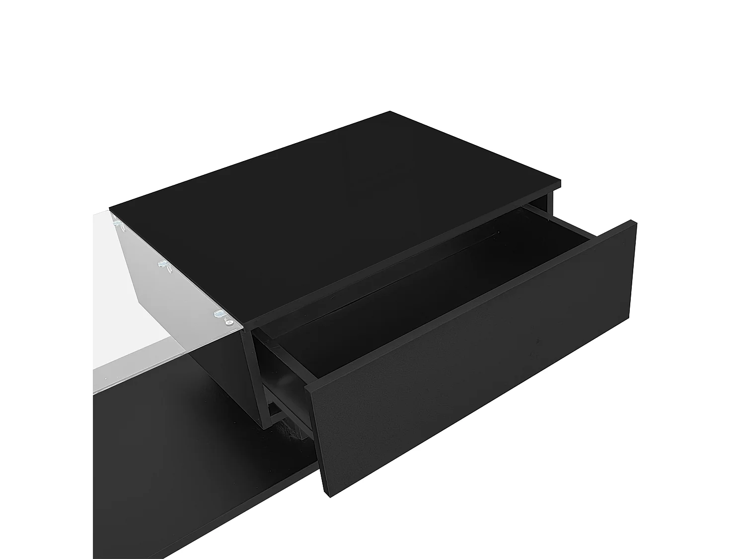 Couchtisch mit LED-Beleuchtung – mit Glasplatte und Schubladen – Schwarz
