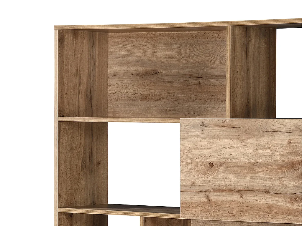 Boekenkast met 2 deuren en 8 nissen - Naturel - CEVANIA