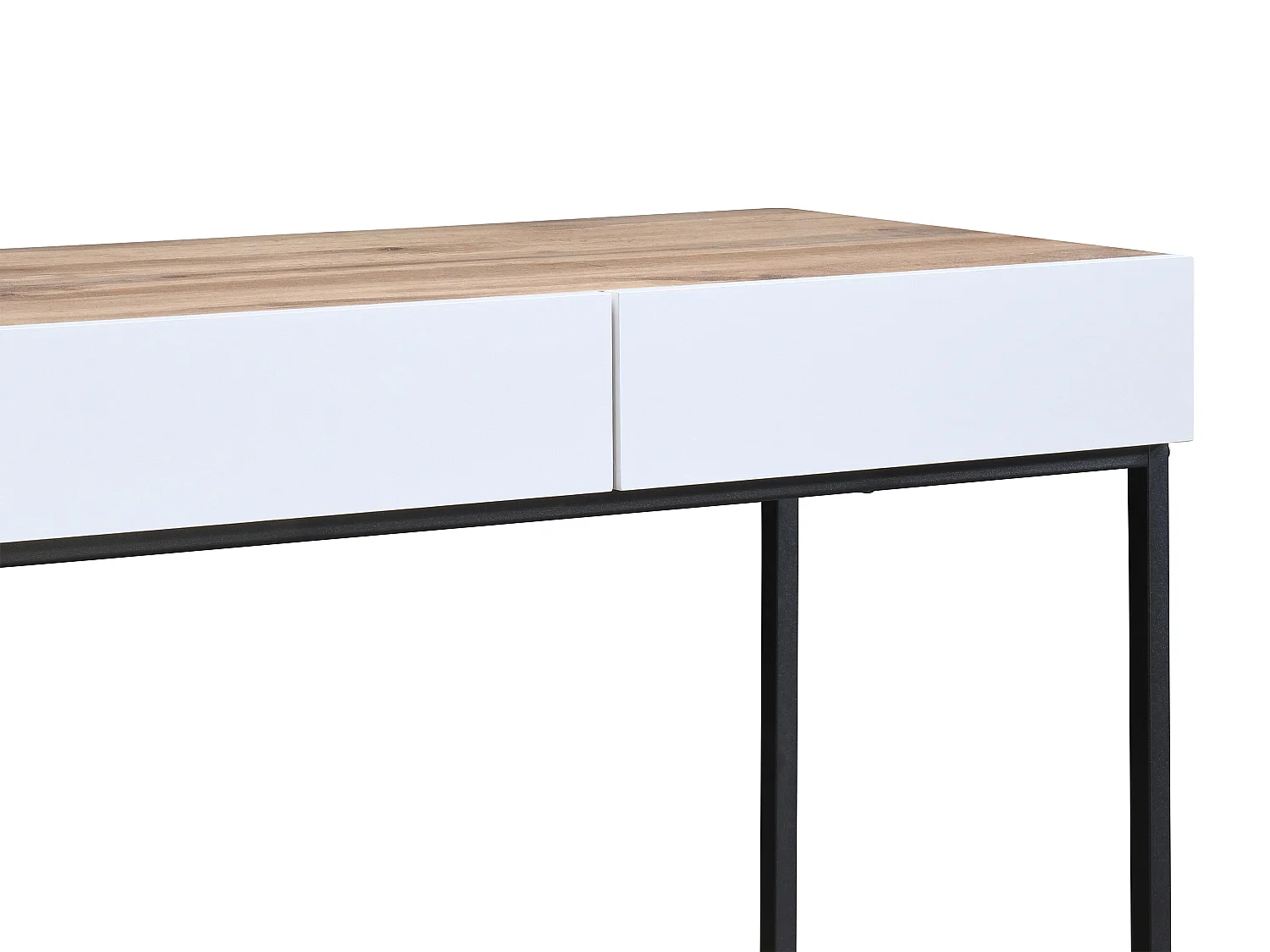 Console-bureau met 2 lades - Wit en naturel - CEVANIA