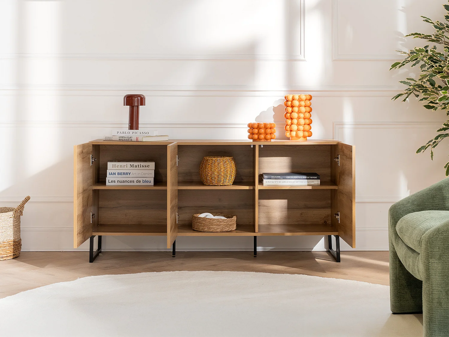 Buffet avec 3 portes - Naturel clair - CEVANIA