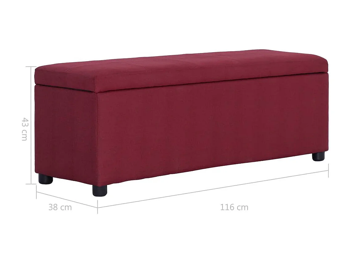 Banc avec compartiment de rangement 116 cm Bordeaux Polyester