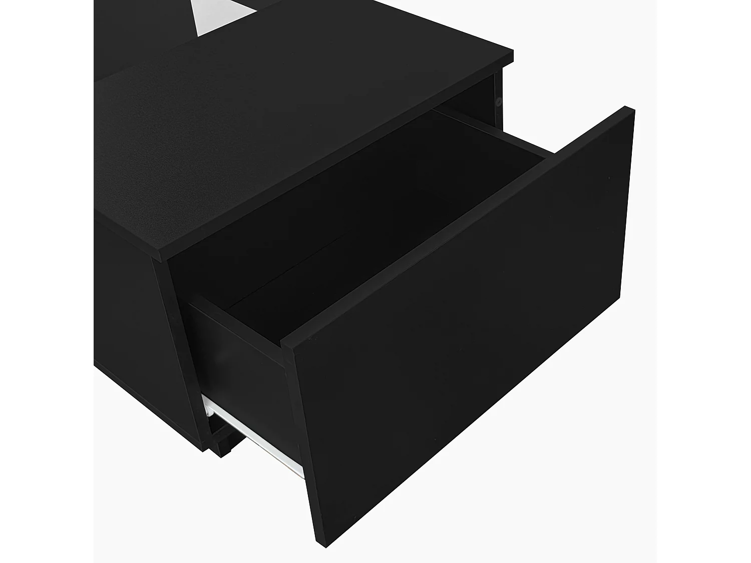 Mesa de centro con LED - 2 cajones y 1 compartimento abierto - Negro