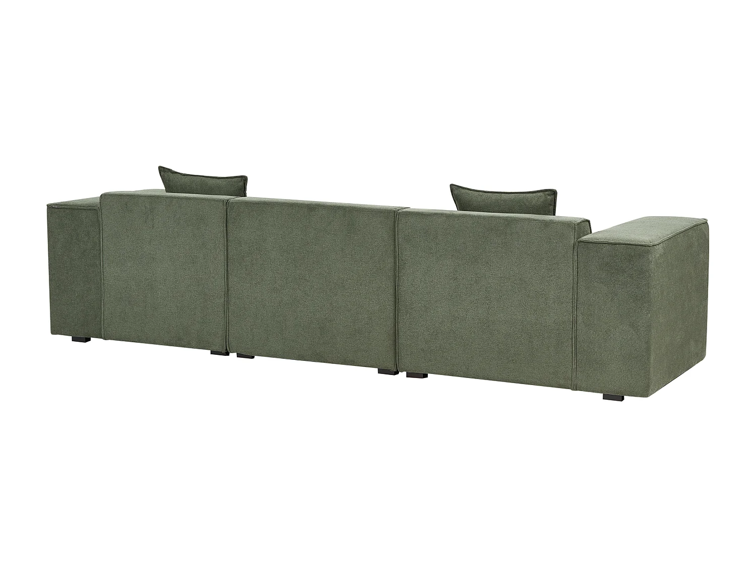 Canapé d'Angle Côté droite 3 Places avec Coussins Rembourré en Tissu Chenille Vert Foncé Dolva