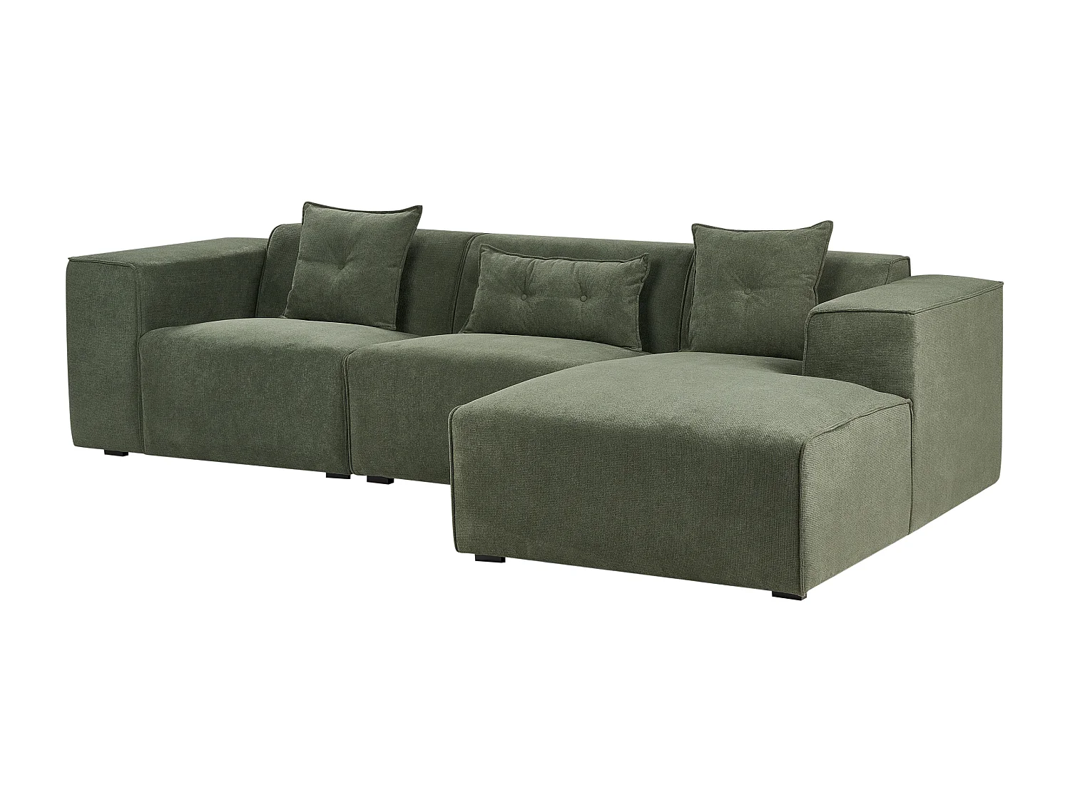 Canapé d'angle DOLVA Tissu chenille Vert foncé 3 places Côté gauche