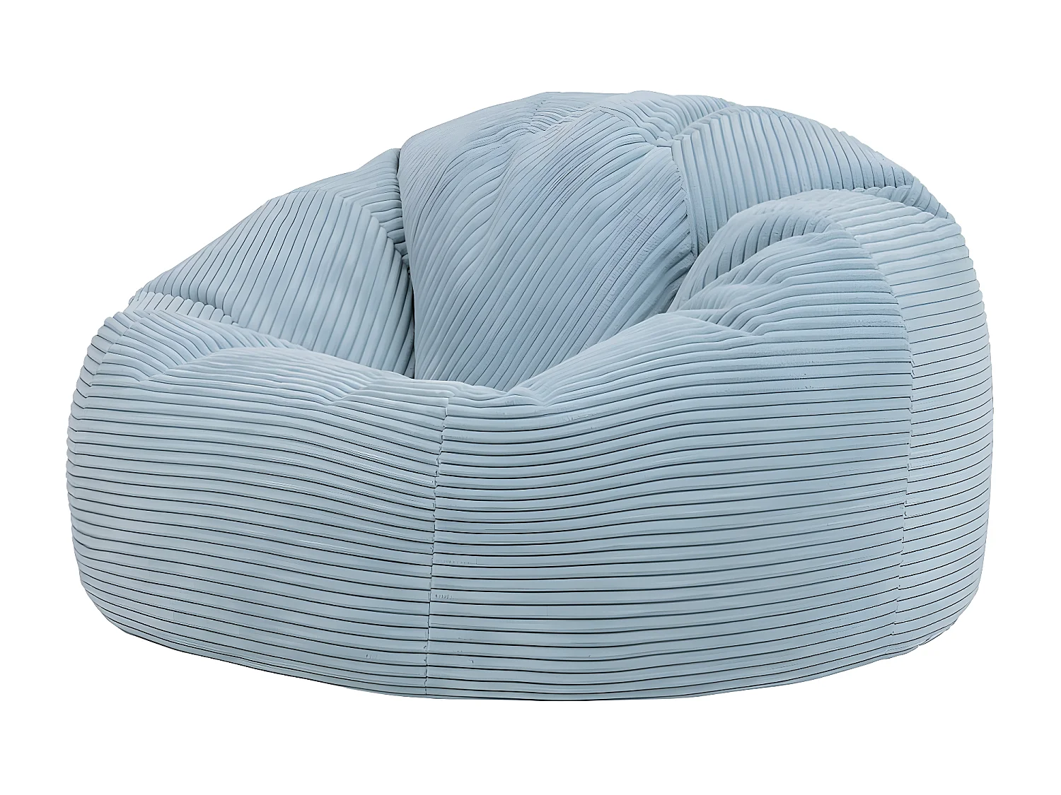 Pouf classique en velours côtelé, bleu glacé - KINGSTON