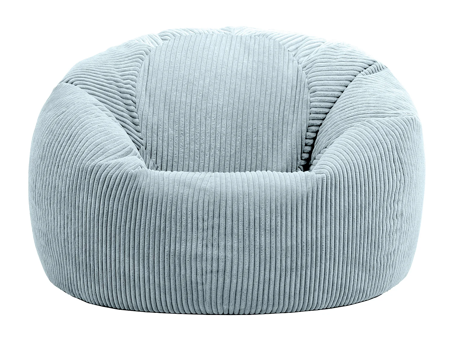 Pouf classique en velours côtelé, bleu glacé - KINGSTON