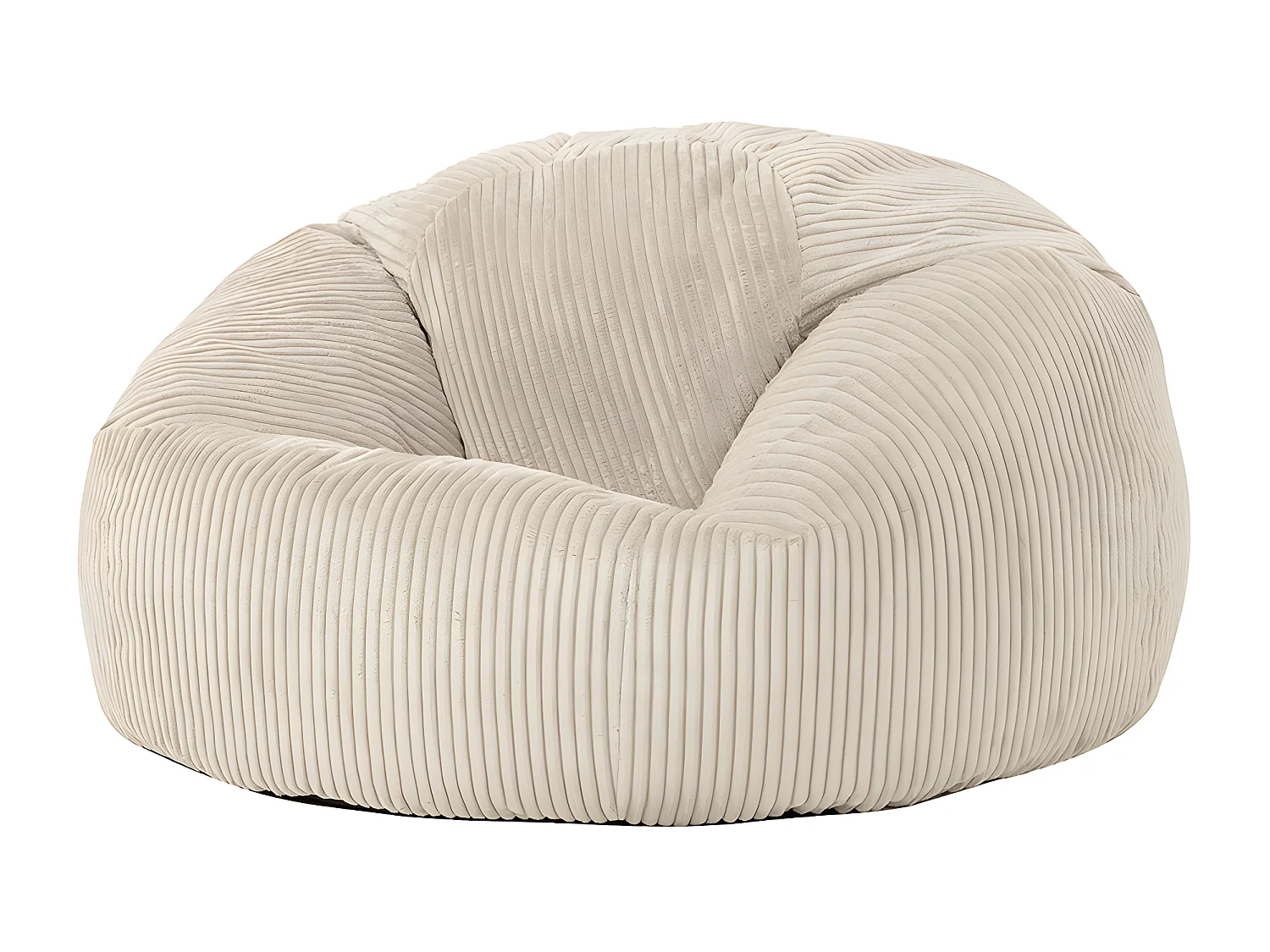 Pouf classique en velours côtelé, beige galet - KINGSTON