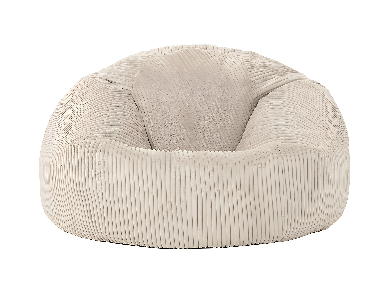Pouf classique en velours côtelé, beige galet - KINGSTON
