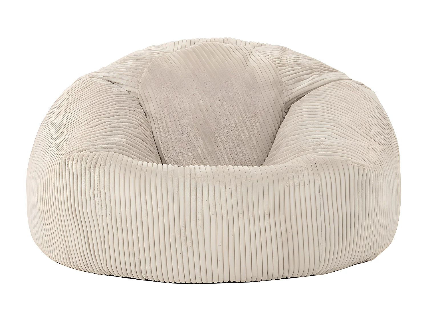 Pouf classique en velours côtelé, beige galet, chambre et salon - KINGSTON