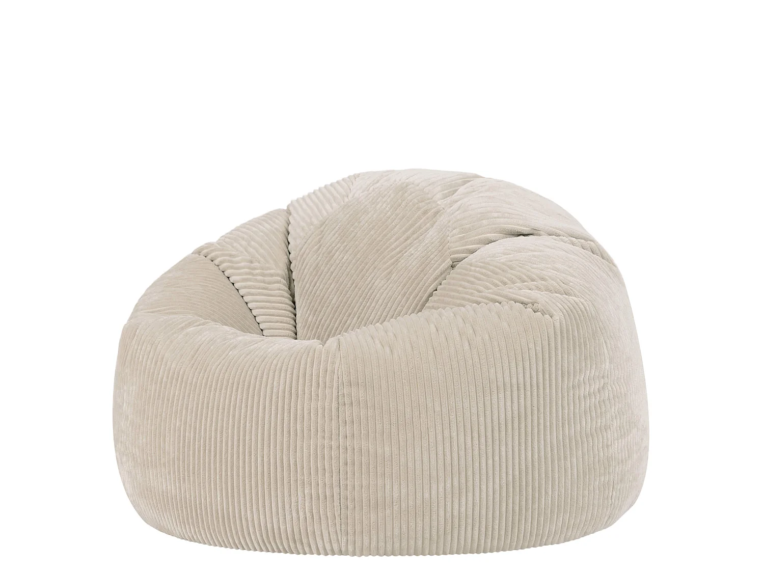 Pouf classique en velours côtelé, beige galet, chambre et salon - KINGSTON
