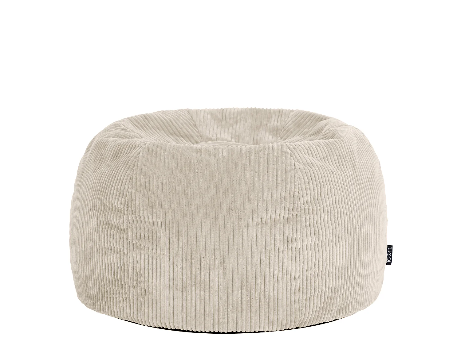 Pouf classique en velours côtelé, beige galet, chambre et salon - KINGSTON